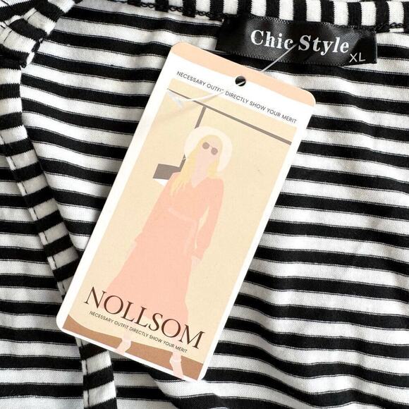 NOLLSOM Women XL Dress Sleeveless Striped Tank Midi Wrap Casual Cotton Stretch - Picture 5 of 9